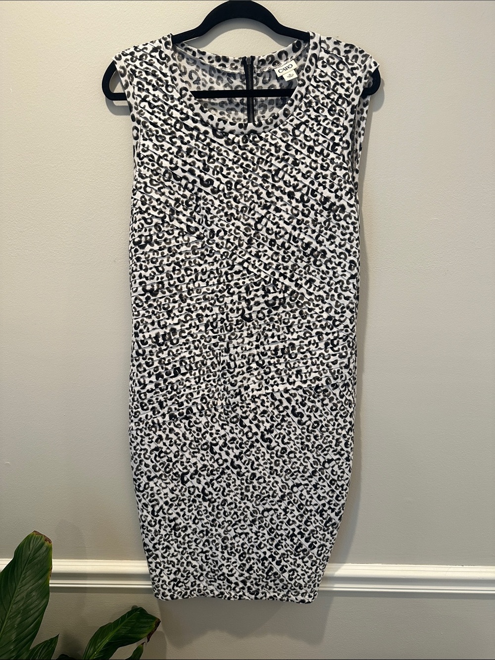 Cato Black and White Leopard Print Sheath Dress